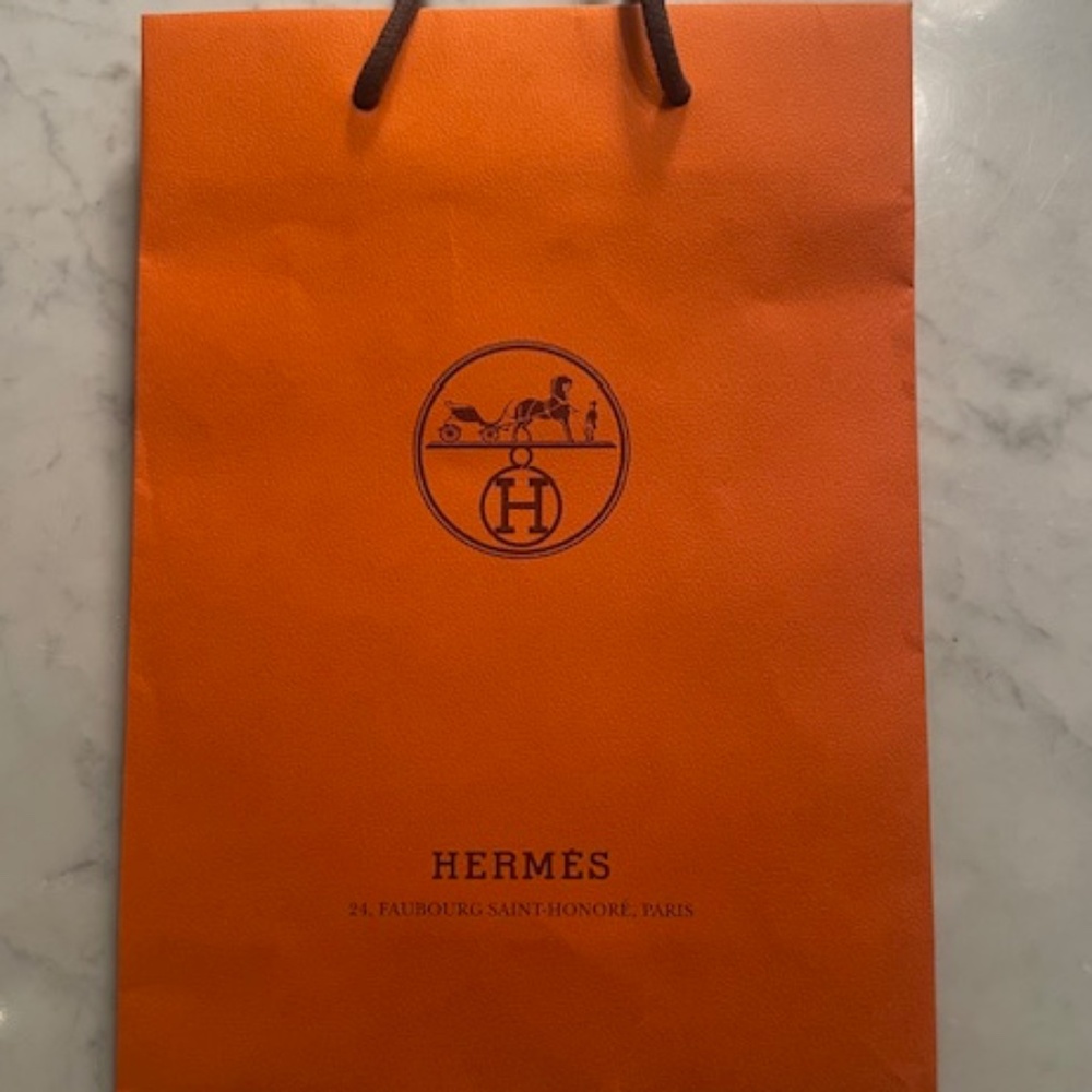 Hermes Orange & Brown iconic paper shopping bag